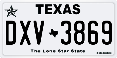 TX license plate DXV3869