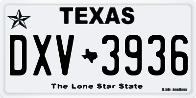 TX license plate DXV3936