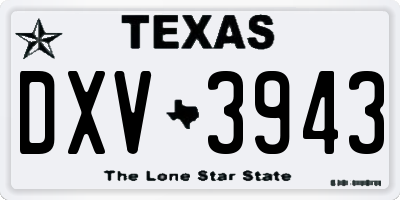 TX license plate DXV3943