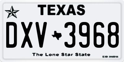 TX license plate DXV3968