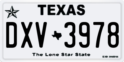 TX license plate DXV3978