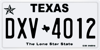 TX license plate DXV4012