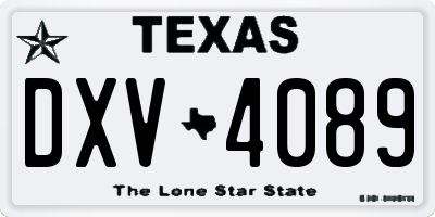 TX license plate DXV4089