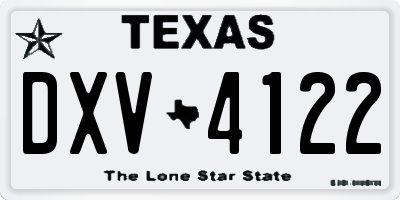 TX license plate DXV4122