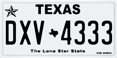 TX license plate DXV4333