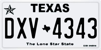 TX license plate DXV4343
