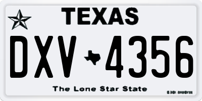 TX license plate DXV4356