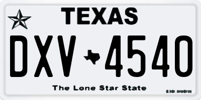 TX license plate DXV4540