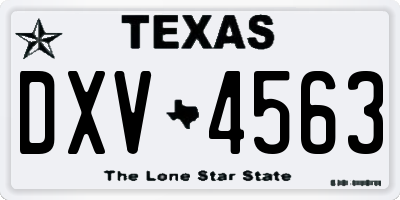 TX license plate DXV4563