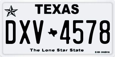 TX license plate DXV4578