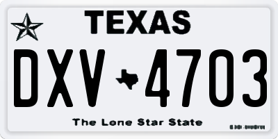 TX license plate DXV4703