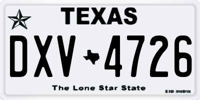 TX license plate DXV4726