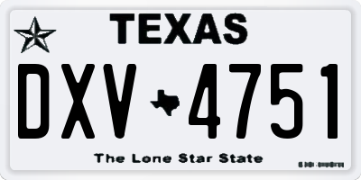 TX license plate DXV4751