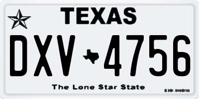TX license plate DXV4756