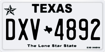 TX license plate DXV4892