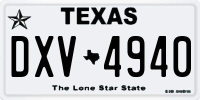 TX license plate DXV4940