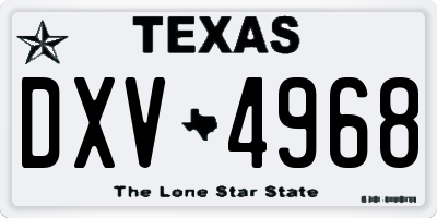 TX license plate DXV4968