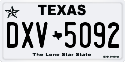 TX license plate DXV5092