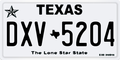TX license plate DXV5204