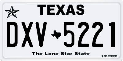 TX license plate DXV5221