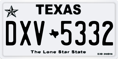 TX license plate DXV5332