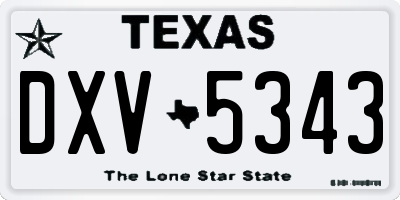 TX license plate DXV5343