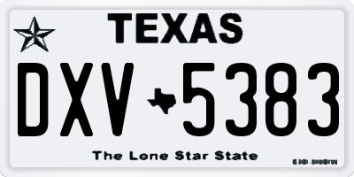 TX license plate DXV5383