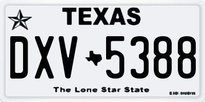 TX license plate DXV5388