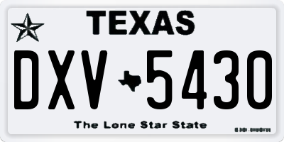 TX license plate DXV5430