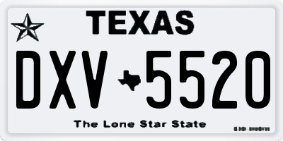 TX license plate DXV5520
