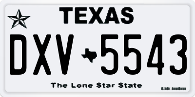 TX license plate DXV5543