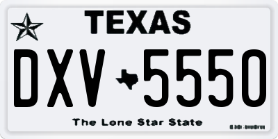 TX license plate DXV5550