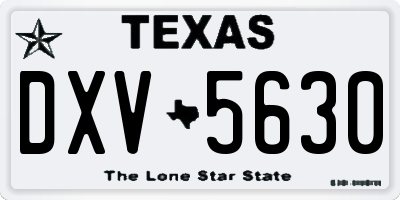 TX license plate DXV5630