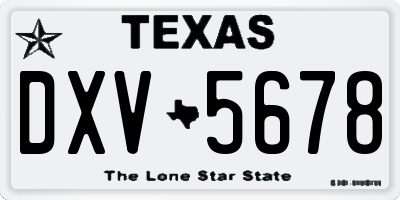 TX license plate DXV5678