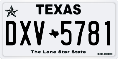 TX license plate DXV5781