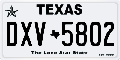 TX license plate DXV5802