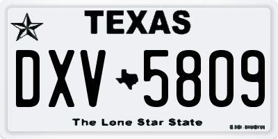 TX license plate DXV5809