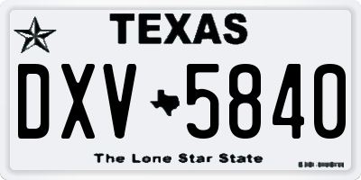 TX license plate DXV5840