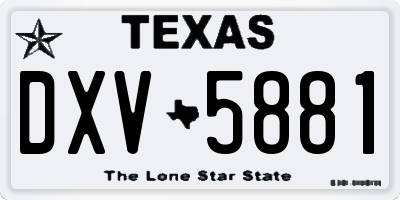 TX license plate DXV5881