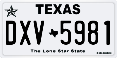 TX license plate DXV5981