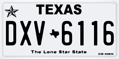 TX license plate DXV6116