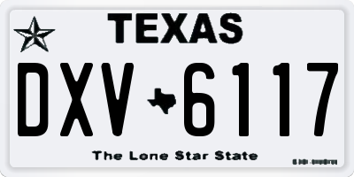 TX license plate DXV6117