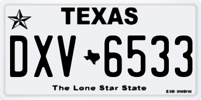 TX license plate DXV6533