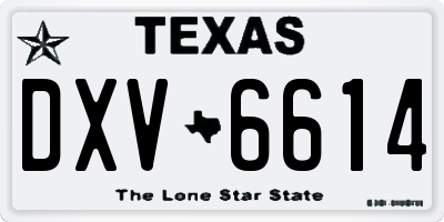 TX license plate DXV6614