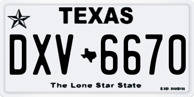 TX license plate DXV6670