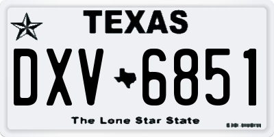 TX license plate DXV6851