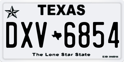 TX license plate DXV6854