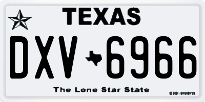 TX license plate DXV6966