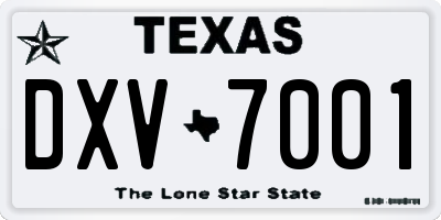 TX license plate DXV7001