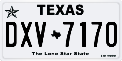 TX license plate DXV7170